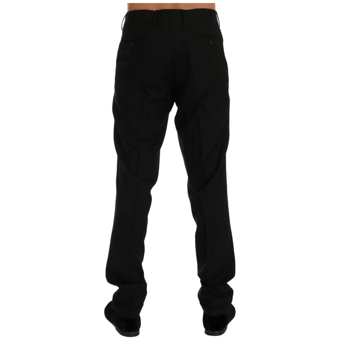 Dolce & Gabbana Black Striped Wool Stretch Pants 1728,3% Elastane,67345645728,Casual Pants - Pants - Clothing,Clothing,Dolce & Gabbana,IT54 | XL,IT56 | XXL,Jeans & Pants - Men - Clothing,Material: 97% Wool,Men,Men - Clothing,New with tags,Pants - Clothing