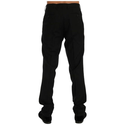 Dolce & Gabbana Black Striped Wool Stretch Pants 1728,3% Elastane,67345645728,Casual Pants - Pants - Clothing,Clothing,Dolce & Gabbana,IT54 | XL,IT56 | XXL,Jeans & Pants - Men - Clothing,Material: 97% Wool,Men,Men - Clothing,New with tags,Pants - Clothing