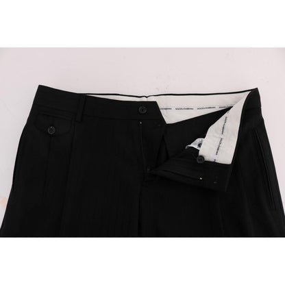 Dolce & Gabbana Black Striped Wool Stretch Pants 1728,3% Elastane,67345645728,Casual Pants - Pants - Clothing,Clothing,Dolce & Gabbana,IT54 | XL,IT56 | XXL,Jeans & Pants - Men - Clothing,Material: 97% Wool,Men,Men - Clothing,New with tags,Pants - Clothing