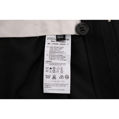 Dolce & Gabbana Black Striped Wool Stretch Pants 1728,3% Elastane,67345645728,Casual Pants - Pants - Clothing,Clothing,Dolce & Gabbana,IT54 | XL,IT56 | XXL,Jeans & Pants - Men - Clothing,Material: 97% Wool,Men,Men - Clothing,New with tags,Pants - Clothing