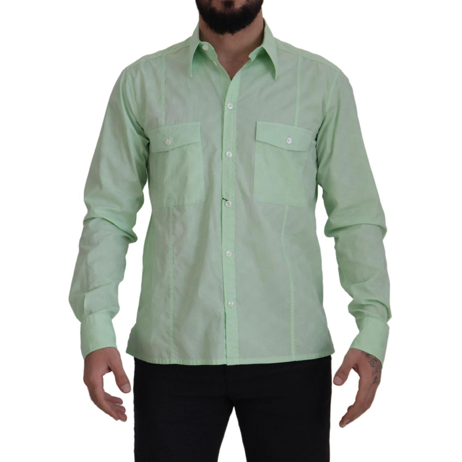 Dolce & Gabbana Mint Green Long Sleeves Button Down Shirt