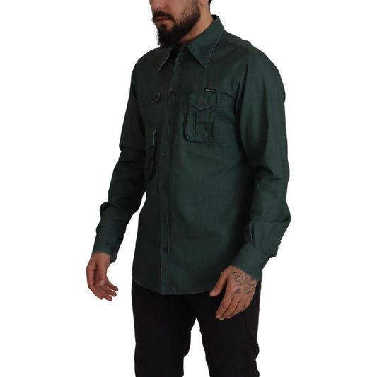 Dolce & Gabbana Emerald Elegance Slim Fit Casual Shirt Dolce & Gabbana