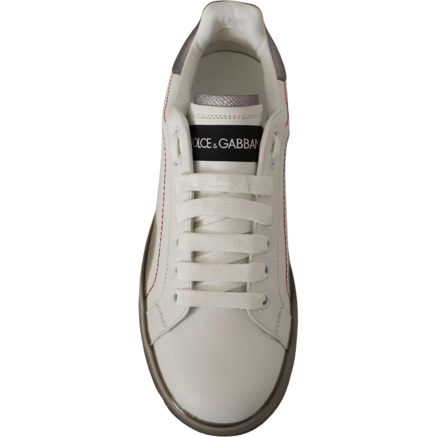 Dolce & Gabbana White Leather Shoes Womens Logo Portofino Sneakers