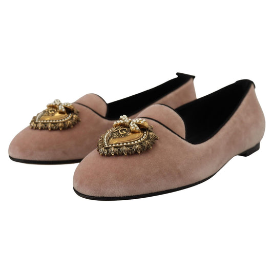 Dolce & Gabbana Elegant Pink Velvet Devotion Loafers 1728,67345645728,Dolce & Gabbana,EU36/US5.5,EU37/US6.5,Flat Shoes - Women - Shoes,Material: 100% Suede Leather,New with tags,Pink,Shoes,Women,Women - Shoes Dolce & Gabbana LA10084- 36