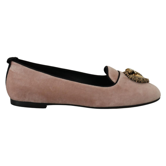 Dolce & Gabbana Elegant Pink Velvet Devotion Loafers 1728,67345645728,Dolce & Gabbana,EU36/US5.5,EU37/US6.5,Flat Shoes - Women - Shoes,Material: 100% Suede Leather,New with tags,Pink,Shoes,Women,Women - Shoes Dolce & Gabbana LA10084- 36