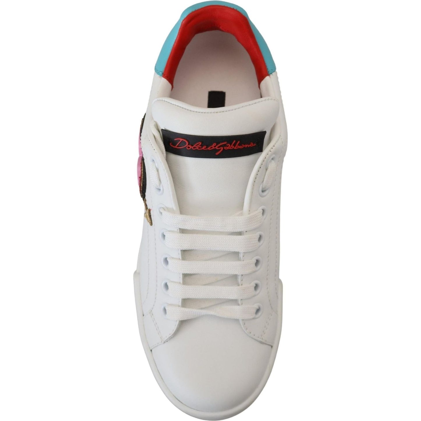 Dolce & Gabbana Elegant White Portofino Leather Sneakers Dolce & Gabbana