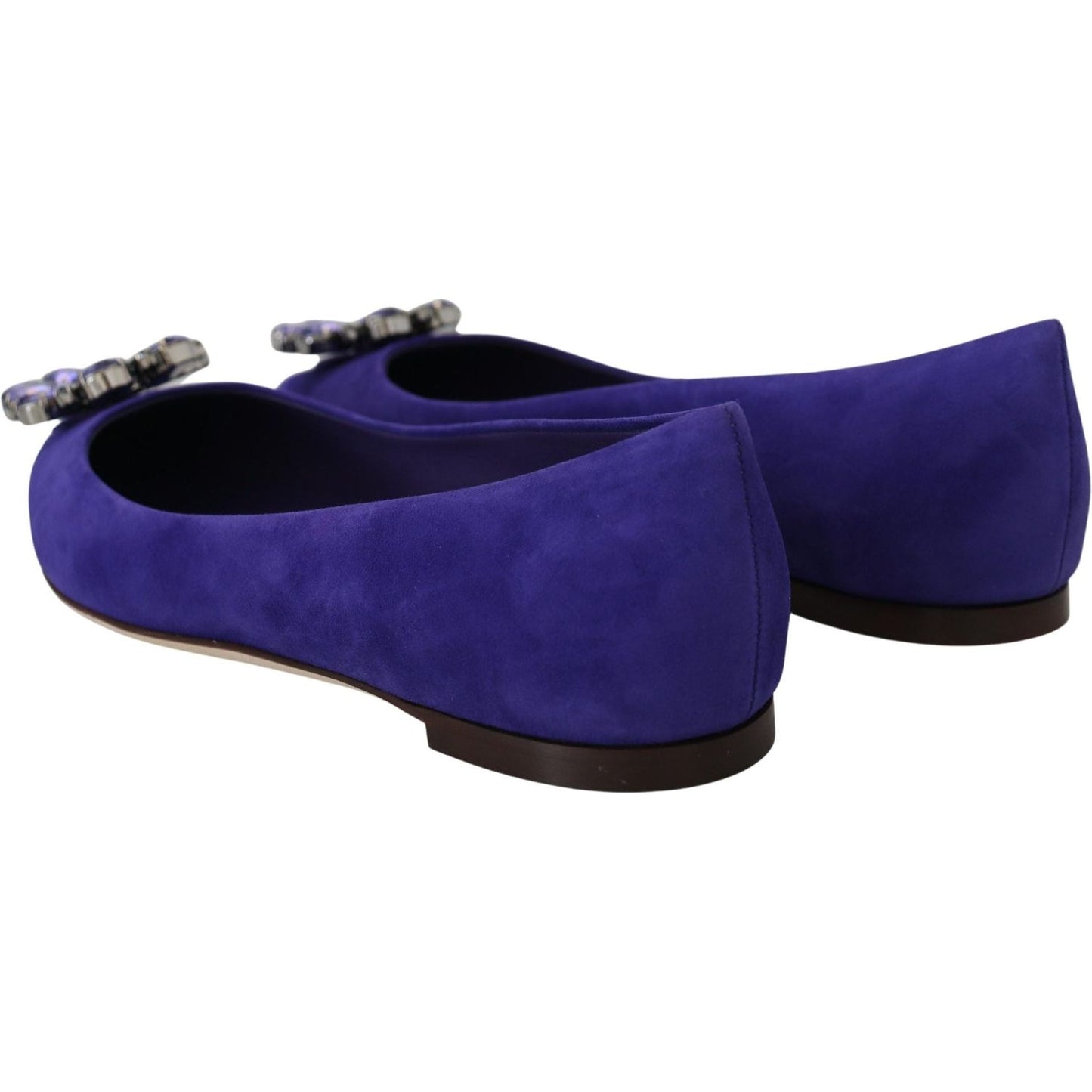 Dolce & Gabbana Embellished Crystal Purple Suede Flats Dolce & Gabbana