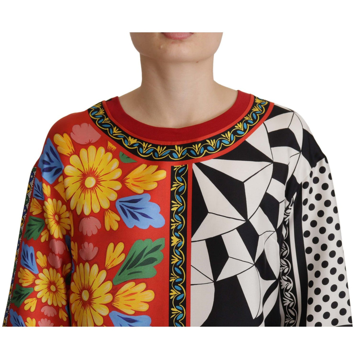 Dolce & Gabbana Multicolor Printed Baroque Loose Long Sleeve