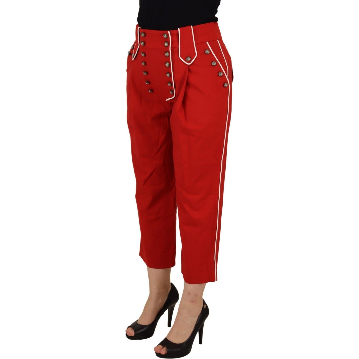 Dolce & Gabbana Elegant Red High-Waist Cropped Pants Dolce & Gabbana