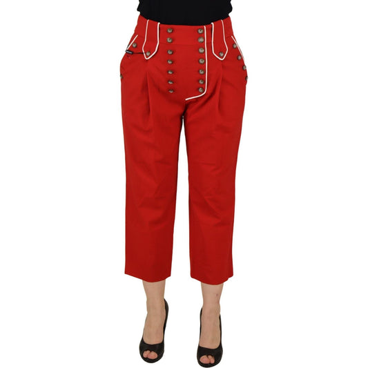 Dolce & Gabbana Elegant Red High-Waist Cropped Pants Dolce & Gabbana