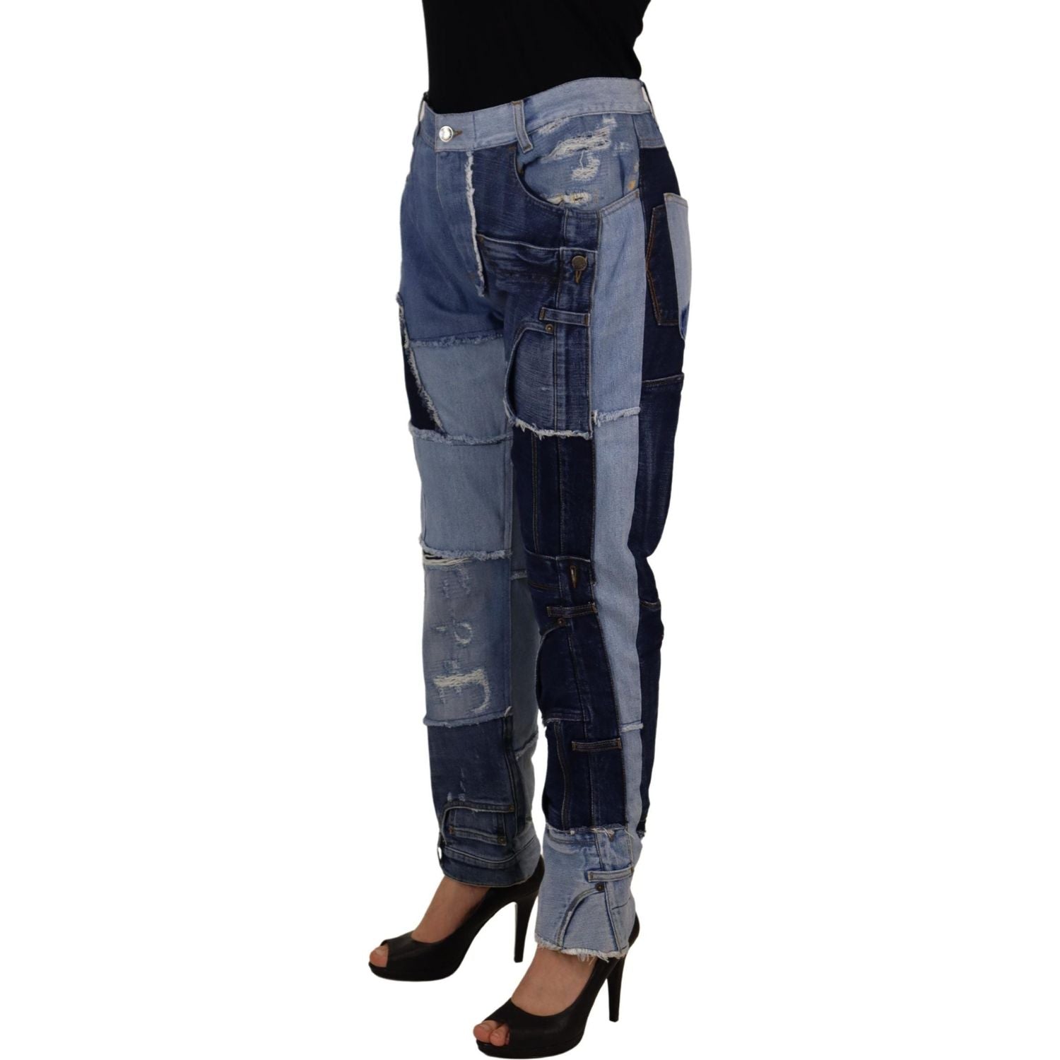 高腰紧身牛仔裤