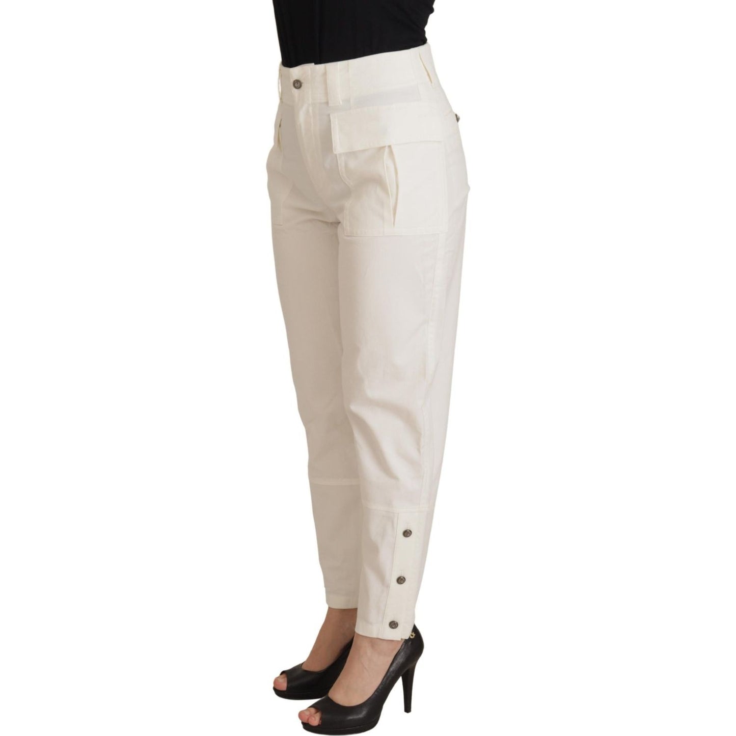 Dolce & Gabbana Elegant White High-Waist Tapered Trousers Dolce & Gabbana