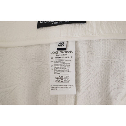 Dolce & Gabbana White High Waist Culotte Cotton Shorts
