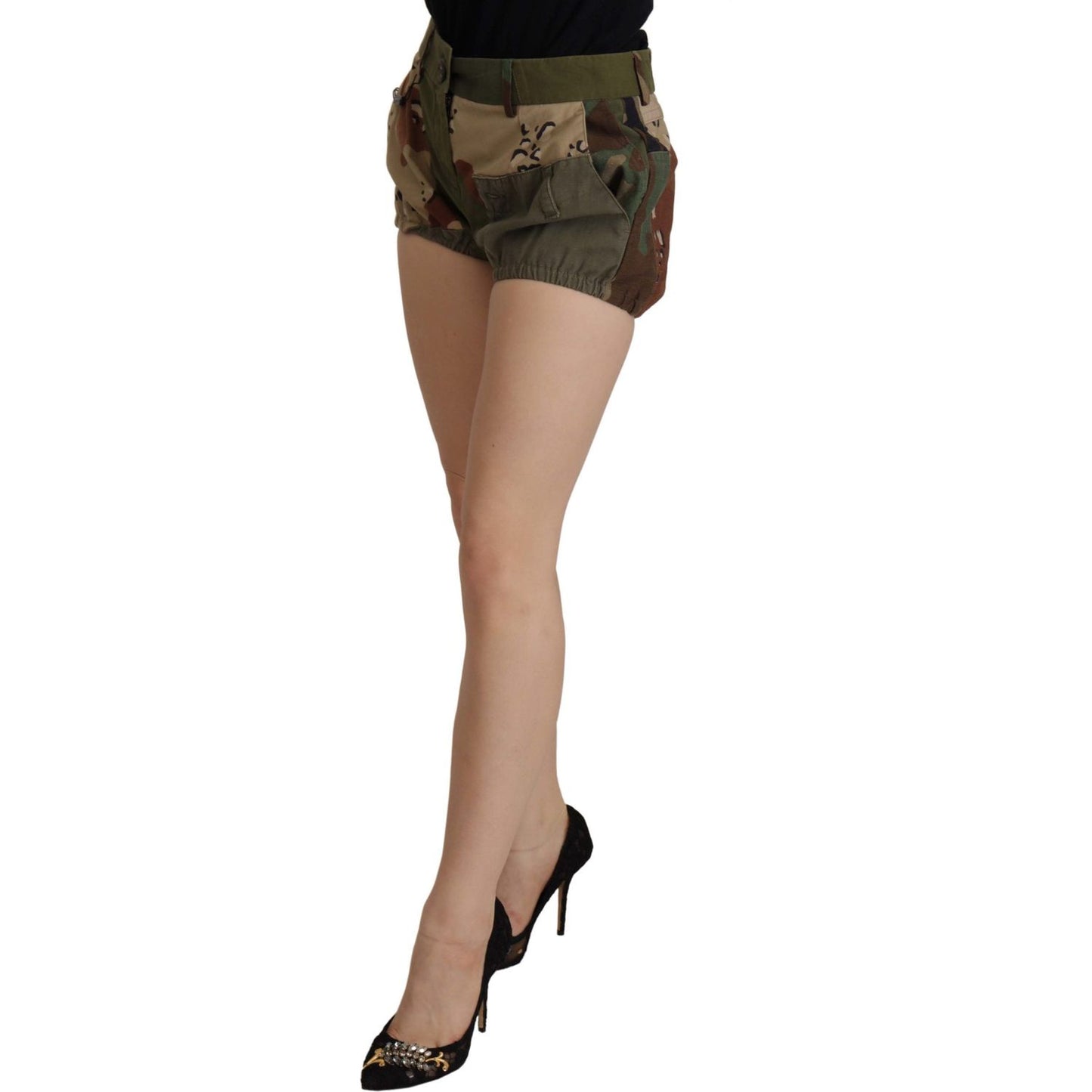 Dolce & Gabbana Army Green High-Waist Hot Pants Dolce & Gabbana