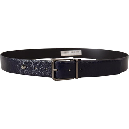 Dolce & Gabbana Blue Patent Leather Vernice Silver Logo Buckle Belt Dolce & Gabbana