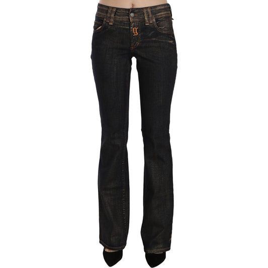 John Galliano Black Washed Mid Waist Flared Denim Pants Cotton