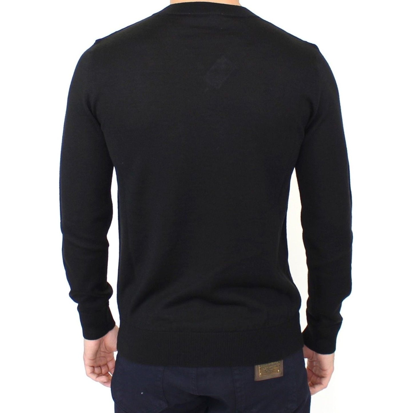 Ermanno Scervino Elegant Black V-Neck Wool Blend Sweater Ermanno Scervino