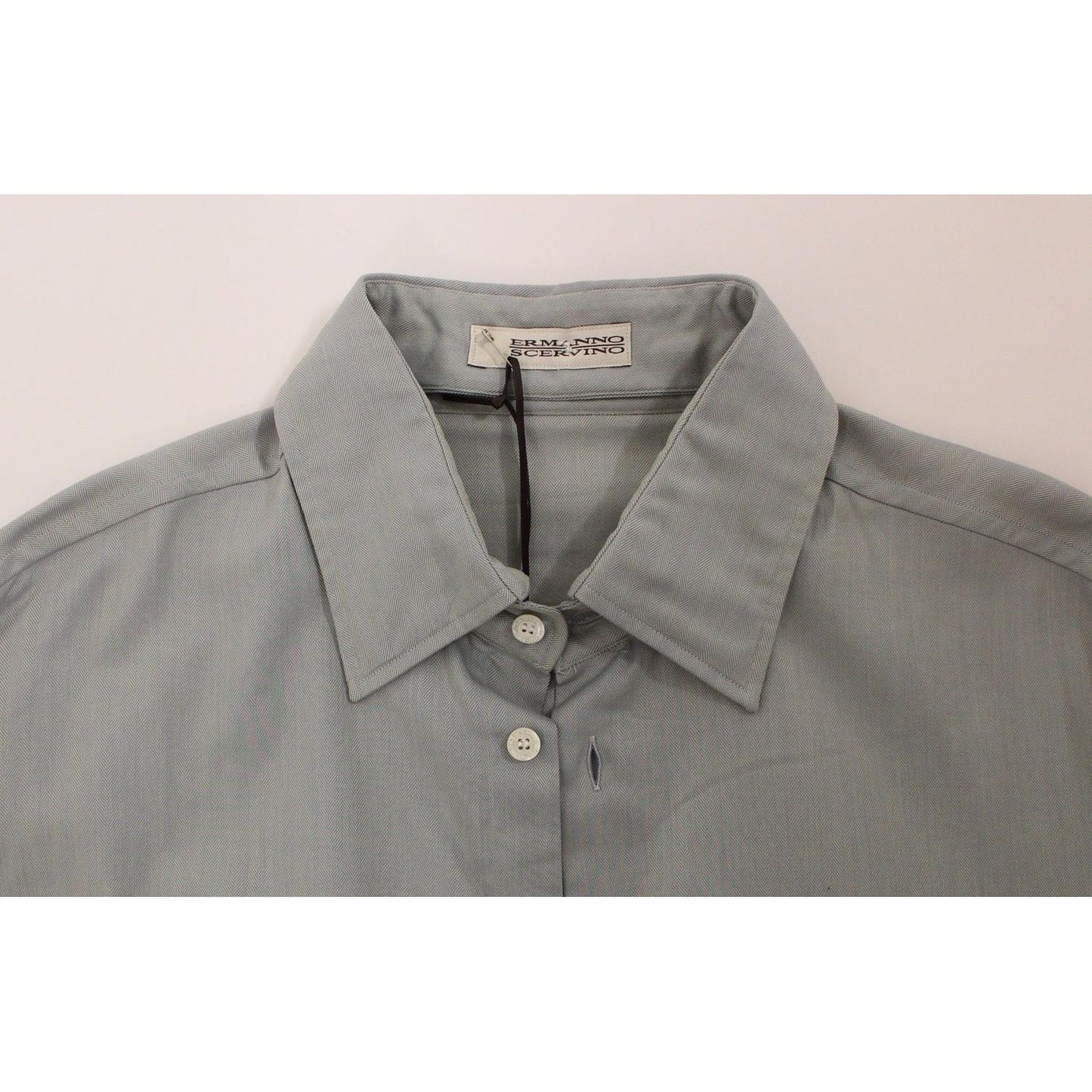 Ermanno Scervino Elegance Unleashed Gray Casual Button-Front Shirt Ermanno Scervino