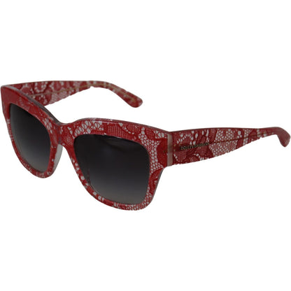 Dolce & Gabbana Red Lace Acetate Rectangle Shades DG4231Sunglasses Dolce & Gabbana