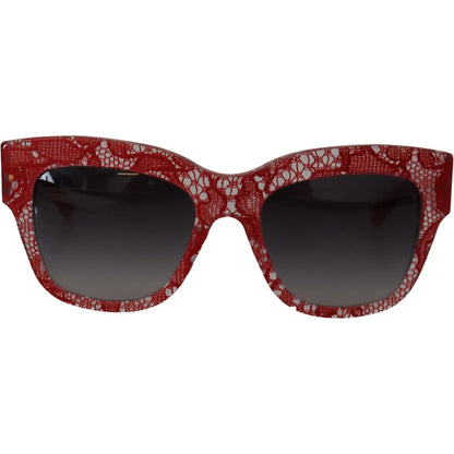Dolce & Gabbana Red Lace Acetate Rectangle Shades DG4231Sunglasses Dolce & Gabbana