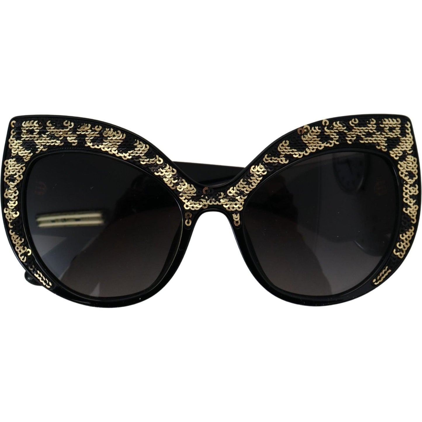 Dolce & Gabbana Black Gold Sequin Butterfly Polarized DG4326 Sunglasses Dolce & Gabbana