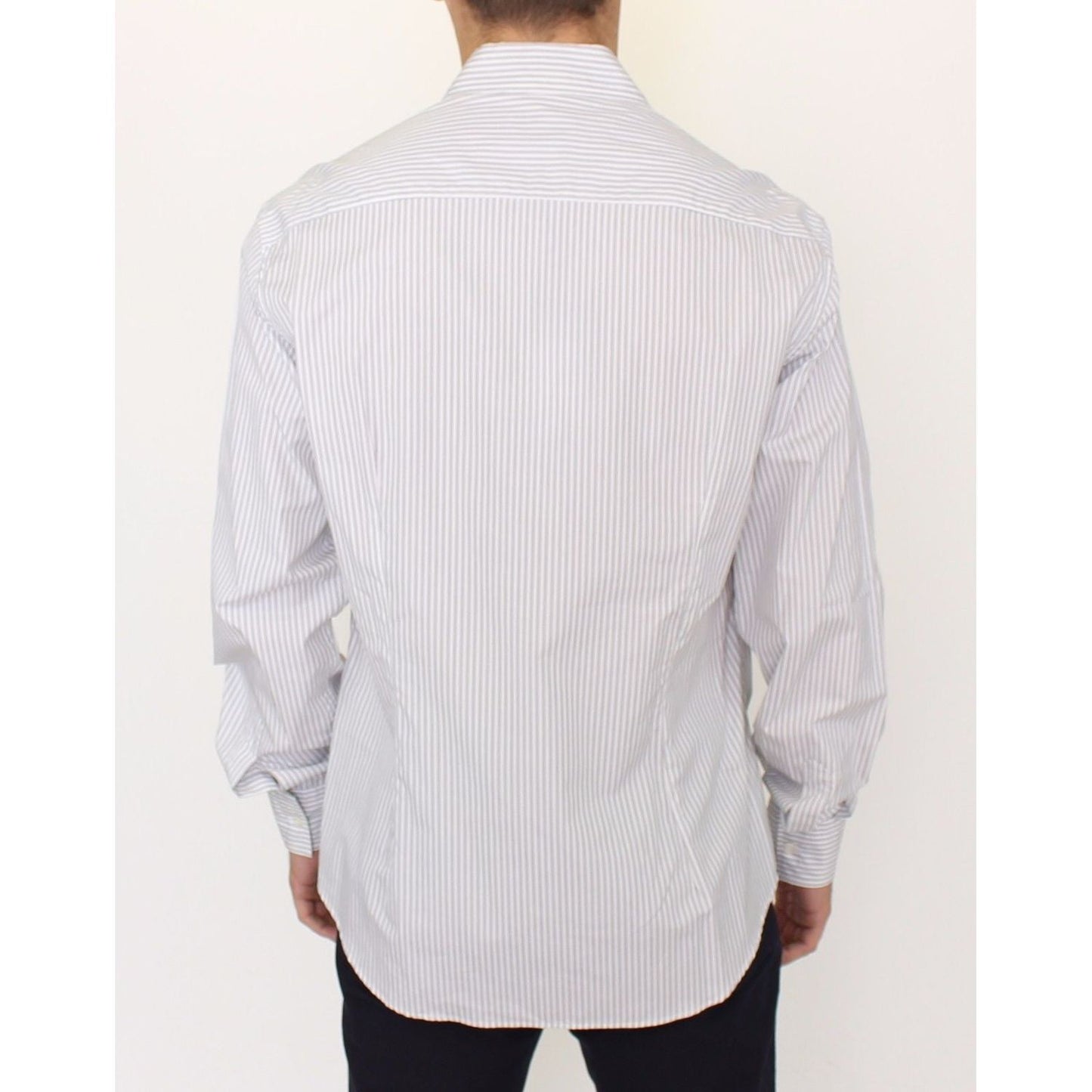 Ermanno Scervino Elegant White and Gray Striped Cotton Shirt Ermanno Scervino