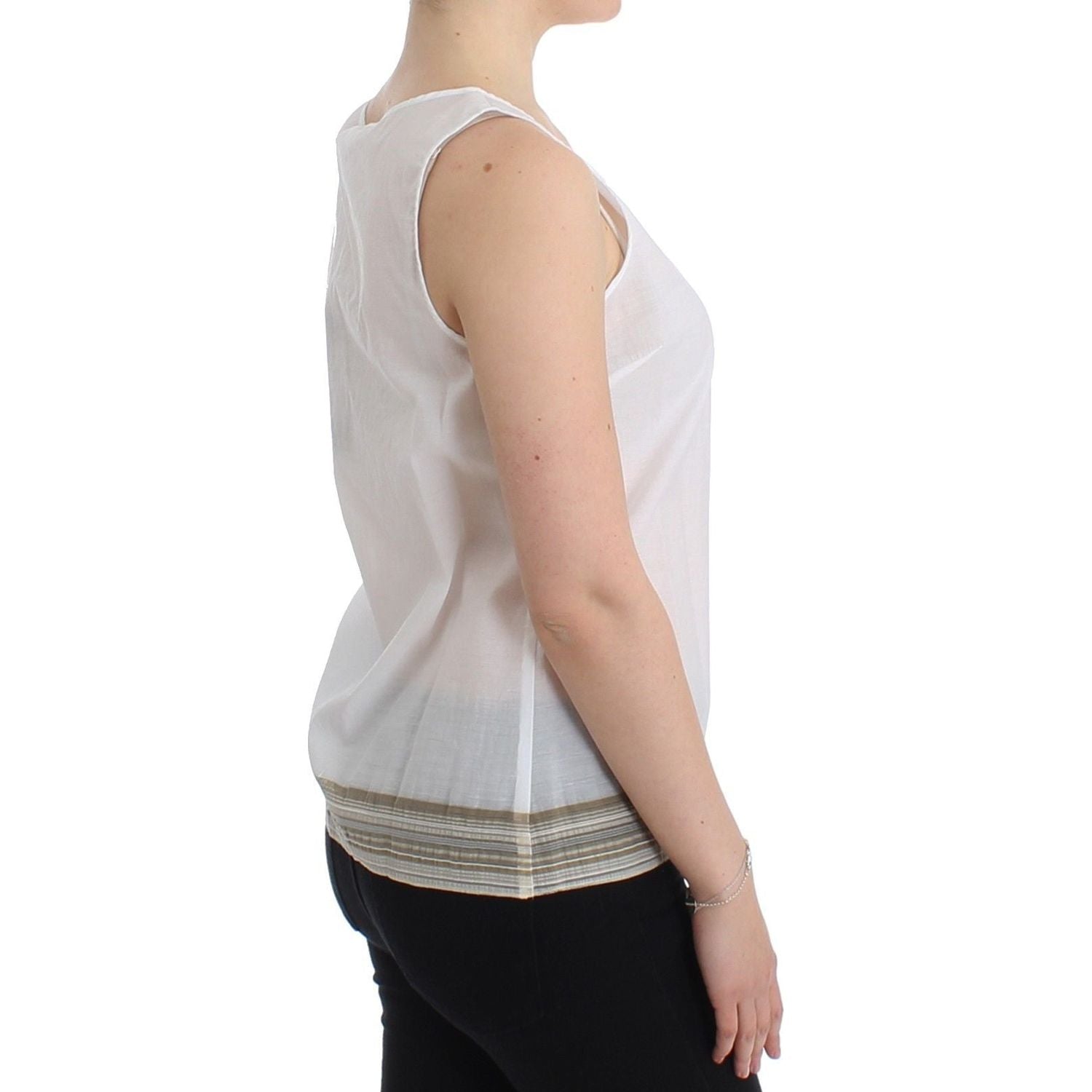 优雅白色蝴蝶结无袖上衣