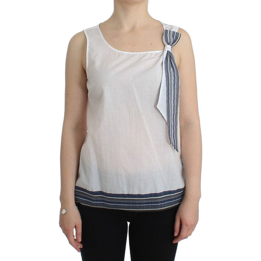 Ermanno Scervino White Blue Top Blouse Tank Shirt Sleeveless Ermanno Scervino