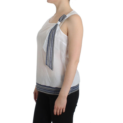 Ermanno Scervino White Blue Top Blouse Tank Shirt Sleeveless Ermanno Scervino
