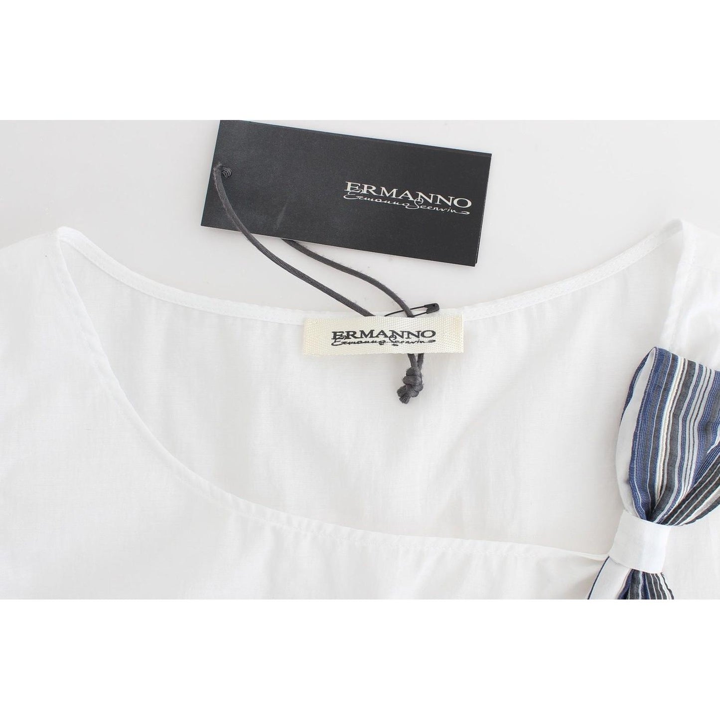 Ermanno Scervino Elegant Cotton-Blend Bow Top Ermanno Scervino