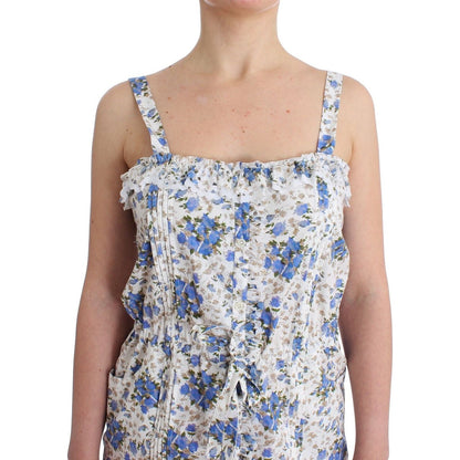 Ermanno Scervino Beachwear Blue Floral Beach Mini Dress Short Ermanno Scervino