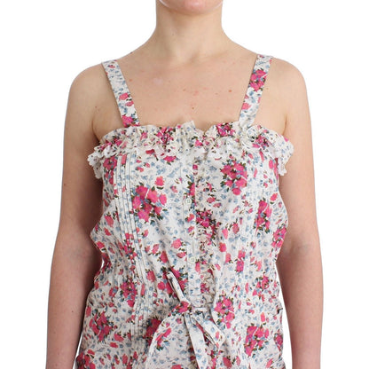Ermanno Scervino Beachwear Pink Floral Beach Mini Dress Short