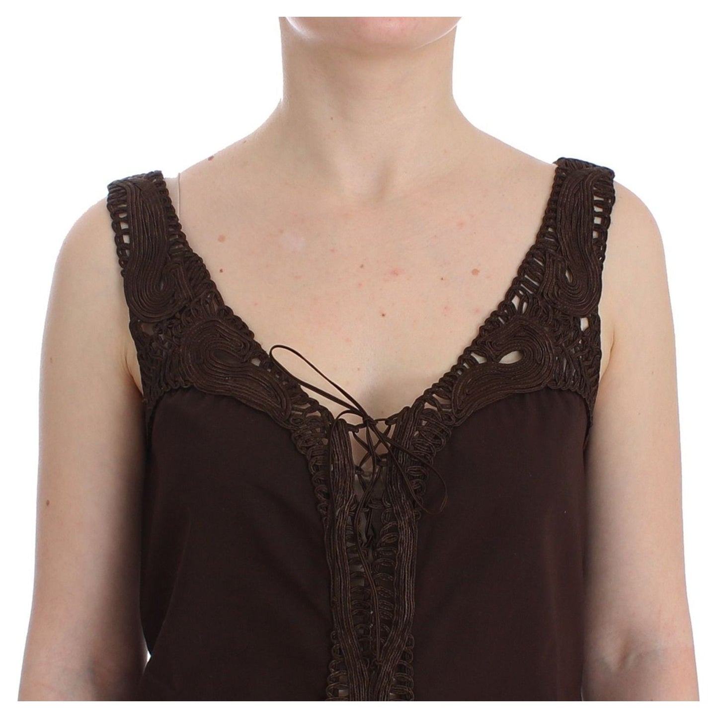 Ermanno Scervino Beachwear Brown Cotton Stretch Tunic Dress Ermanno Scervino