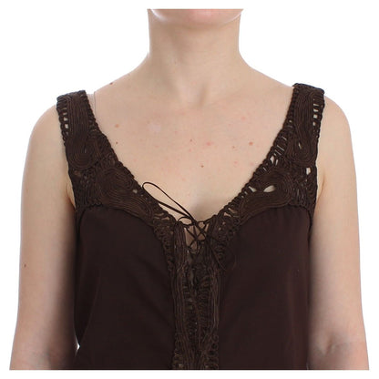 Ermanno Scervino Beachwear Brown Cotton Stretch Tunic Dress Ermanno Scervino