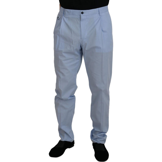 Dolce & Gabbana Elegant Slim Fit Chinos In Light Blue Dolce & Gabbana