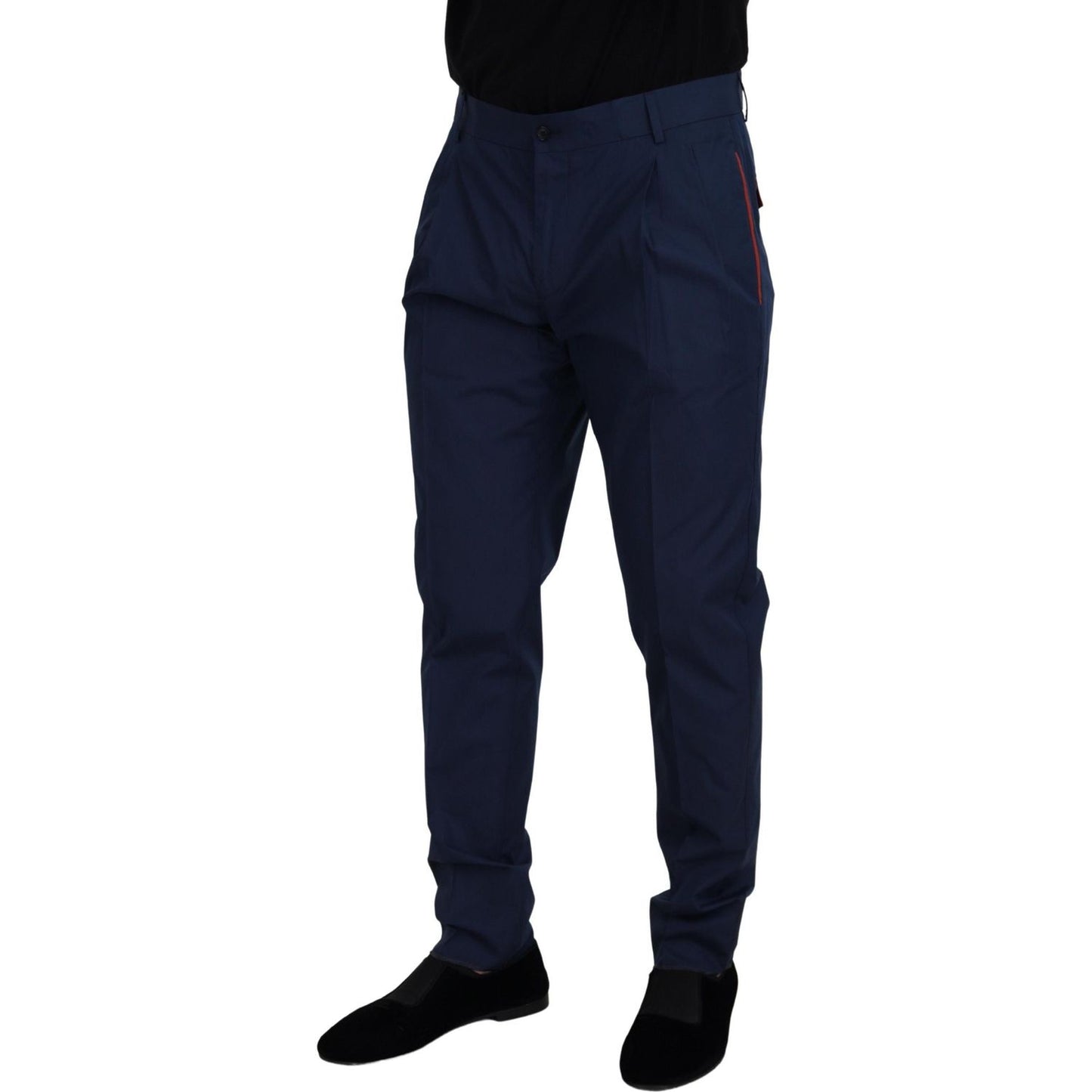 Dolce & Gabbana Elegant Slim Fit Chinos in Blue Silk Blend Dolce & Gabbana