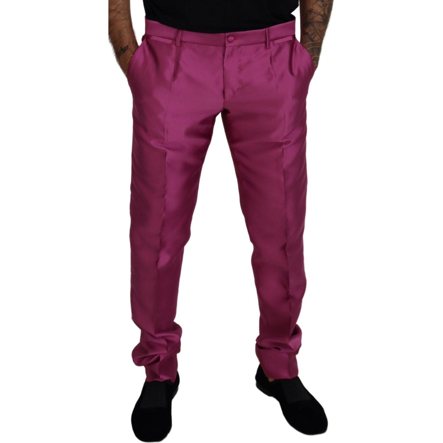 بنطلون رسمي أنيق بقصّة Slim Fit من Dolce &amp; Gabbana باللون الوردي