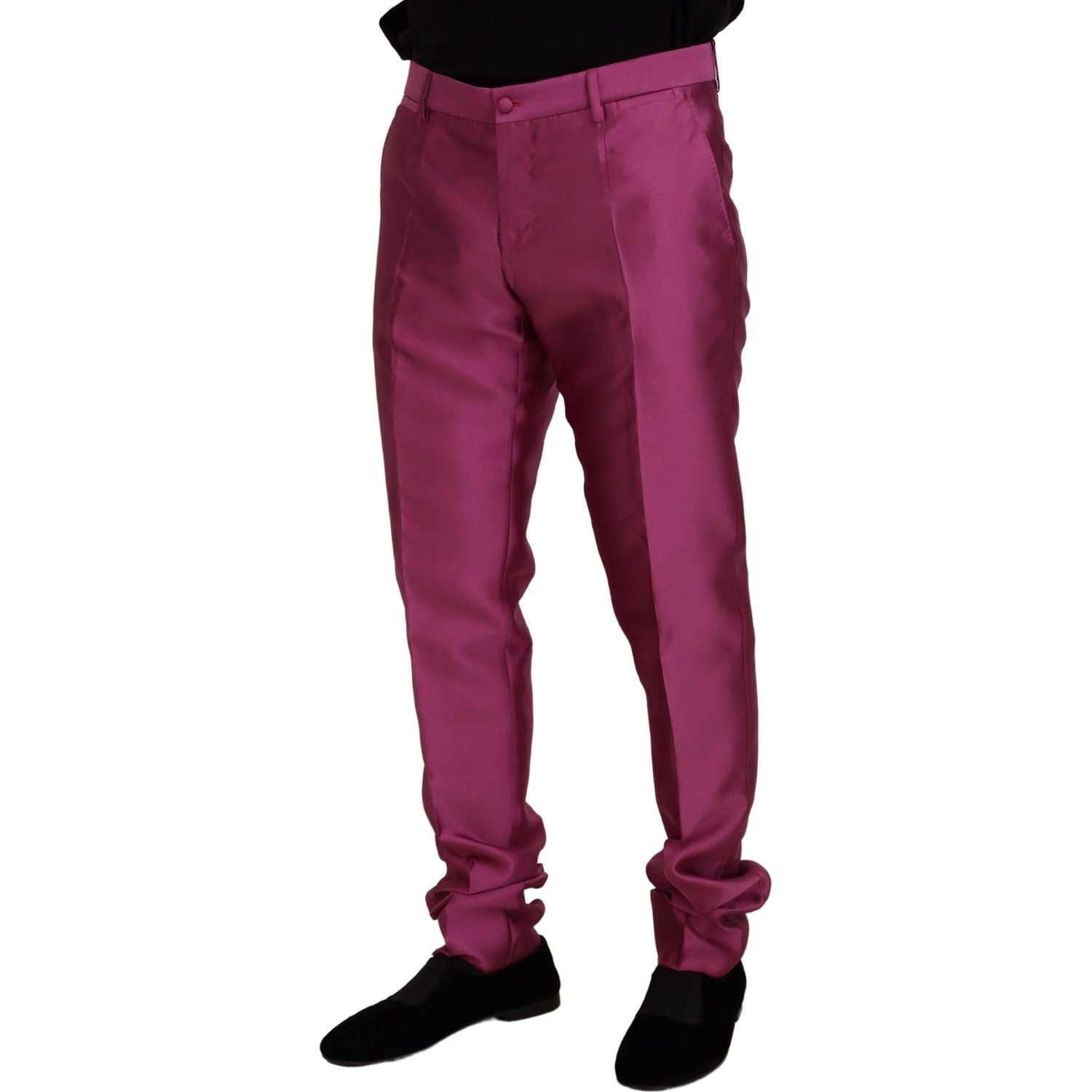 بنطلون رسمي أنيق بقصّة Slim Fit من Dolce &amp; Gabbana باللون الوردي