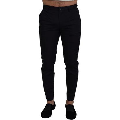 Dolce & Gabbana Blue Stretch Cotton Slim Trousers Chinos Pants