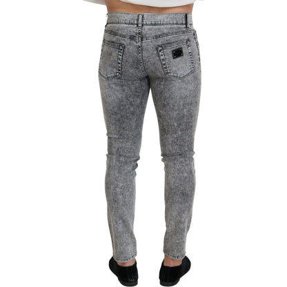 Dolce & Gabbana Gray Slim Fit Wash Stretch Cotton Denim Jeans