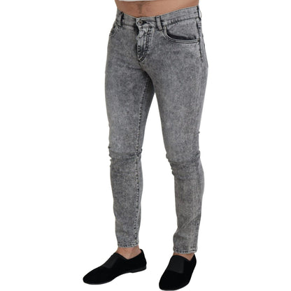 Dolce & Gabbana Gray Slim Fit Wash Stretch Cotton Denim Jeans