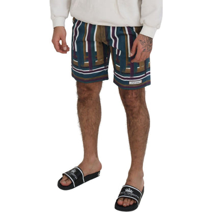 Dolce & Gabbana Multicolor Striped Stretch Cotton Shorts