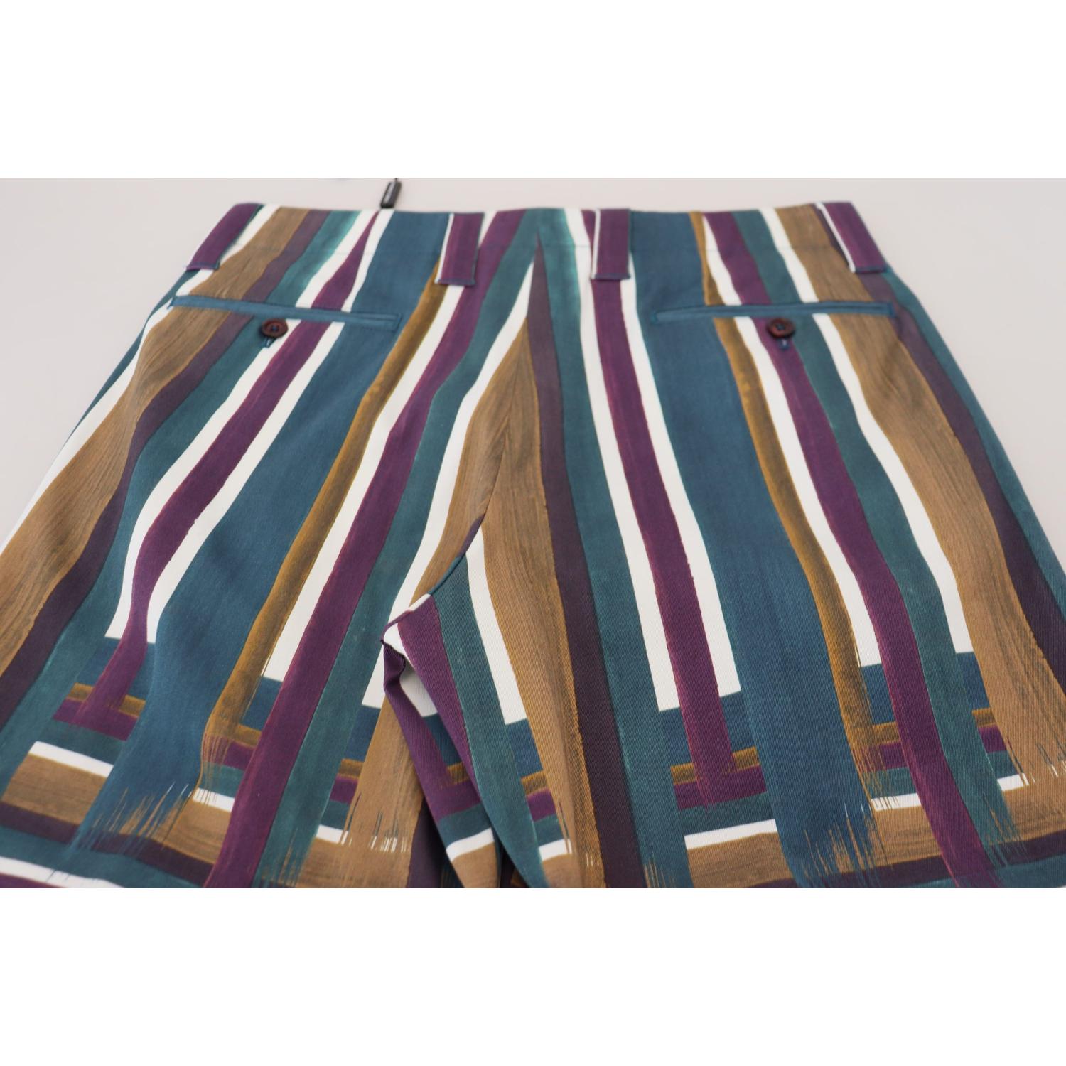 Dolce & Gabbana Multicolor Striped Stretch Cotton Shorts