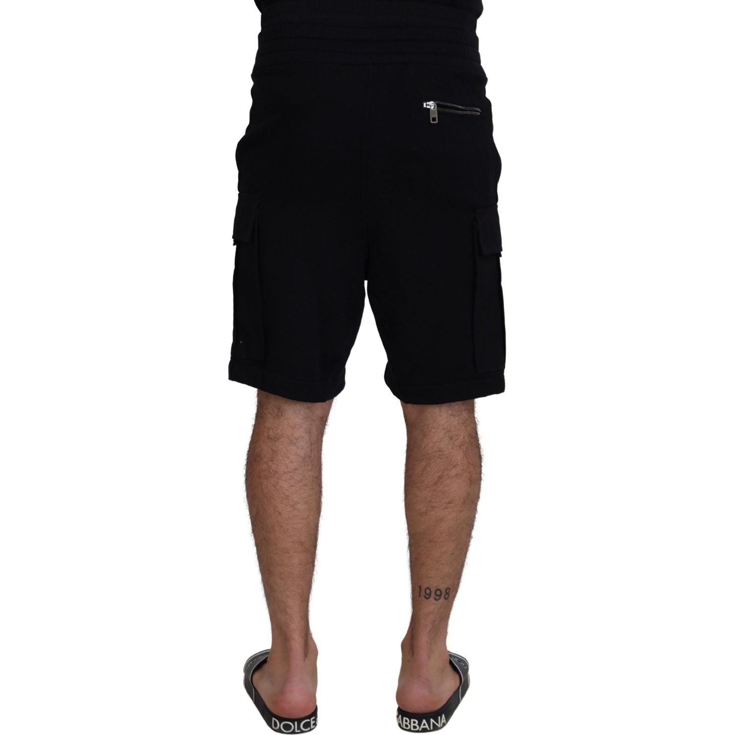 Dolce & Gabbana Black Cotton Bermuda Cargo Shorts
