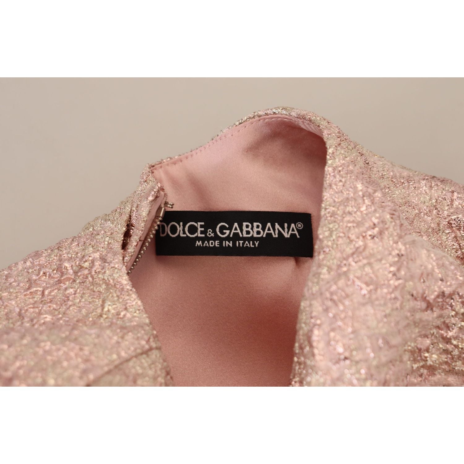 Dolce & Gabbana Pink Jaquard 3/4 Sleeve Sheath Midi Dress