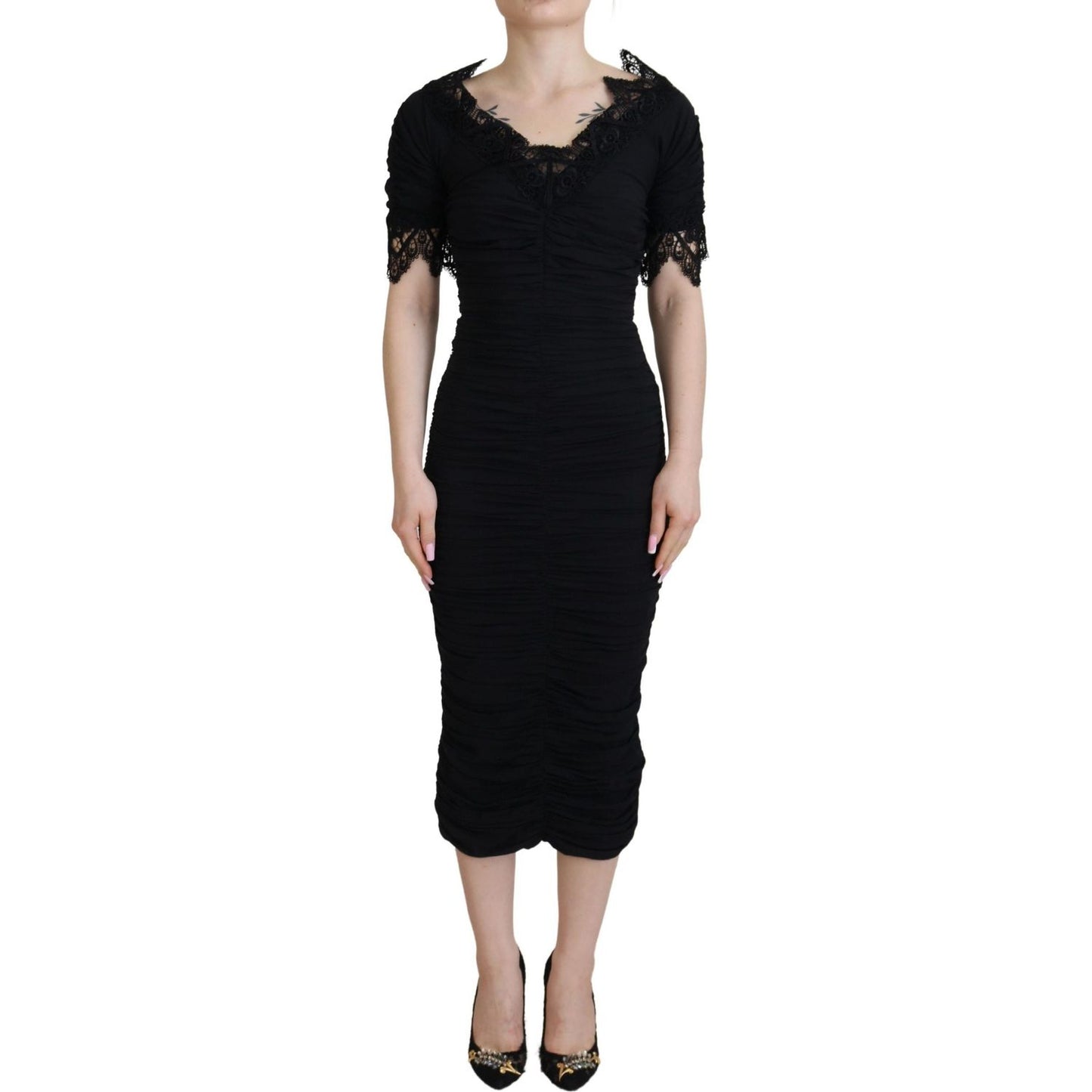 Dolce & Gabbana Elegant Sheath Short Sleeve Midi Dress Dolce & Gabbana