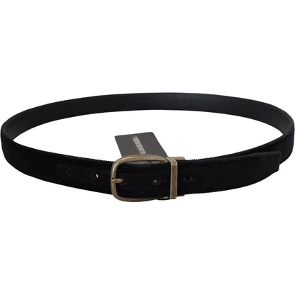 Dolce & Gabbana Black Velvet Leather Antique Metal Buckle Dolce & Gabbana