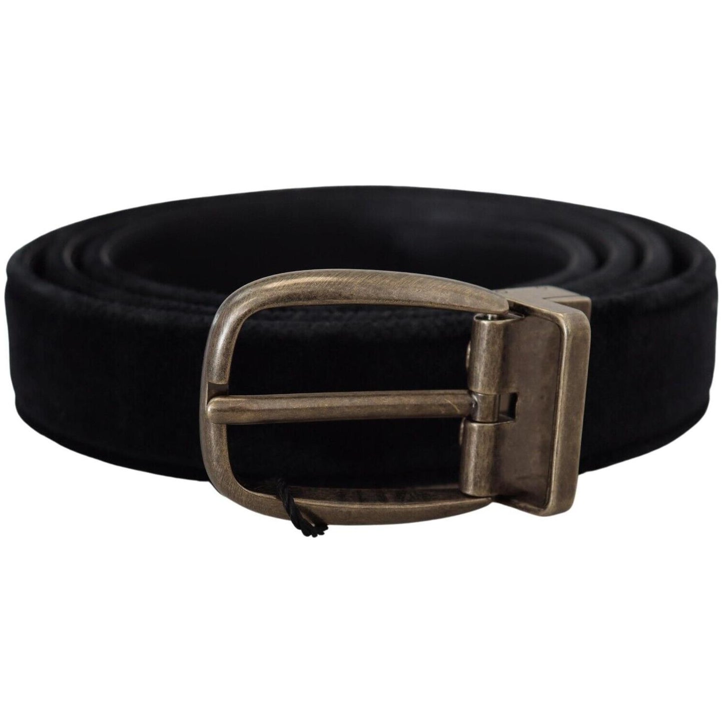 Dolce & Gabbana Black Velvet Leather Antique Metal Buckle Dolce & Gabbana