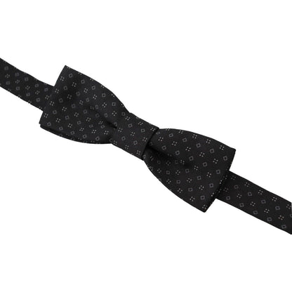 Dolce & Gabbana Black Pattern Silk Adjustable Neck Papillon Bow Tie Dolce & Gabbana