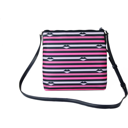 Kate Spade Jae Nylon Leather Flat Pink Striped Multi Crossbody HandBag Purse Kate Spade Dark Slate Gray
